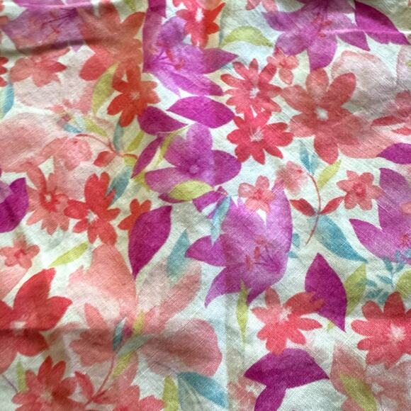 LOFT 100% Linen Brightly Colored Colorful Floral Print Lightweight Cool Size 14P - Picture 5 of 10